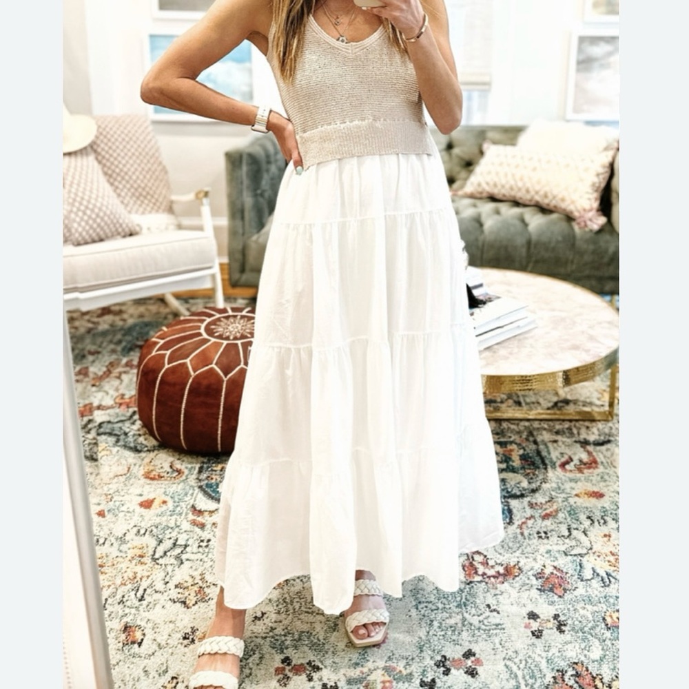 En Saison Cece Mixed Media Midi Dress L